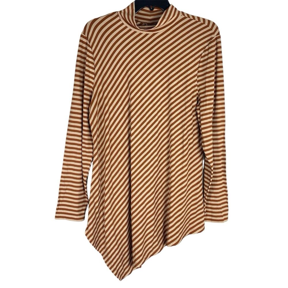 Chicos Tunic Top Womens Sz 2/ Large Long Sleeve Stripe Casual Fall Winter